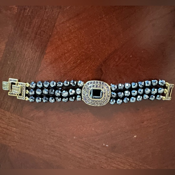 Vintage Heidi Daus "Tailored to Please" Set Black Crystal Bracelet Signed - Picture 1 of 8
